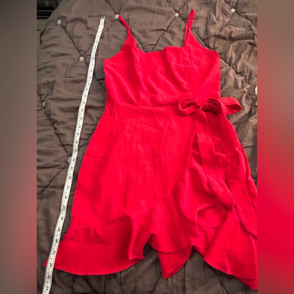 Amazon Red Dress Ruffle Hem Small - Picture 3 of 6